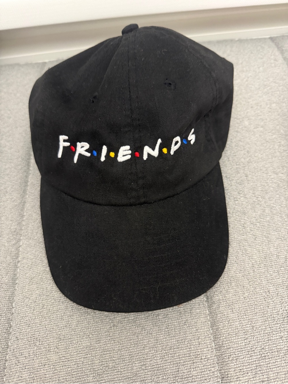 90s vintage FRIENDS tv show Black embroidered adjustable Baseball hat - vtg NWOT